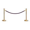 Montour Line Stanchion Post and Rope Kit Sat.Brass, 2 Ball Top1 Purple Rope C-Kit-2-SB-BA-1-PVR-PE-PB